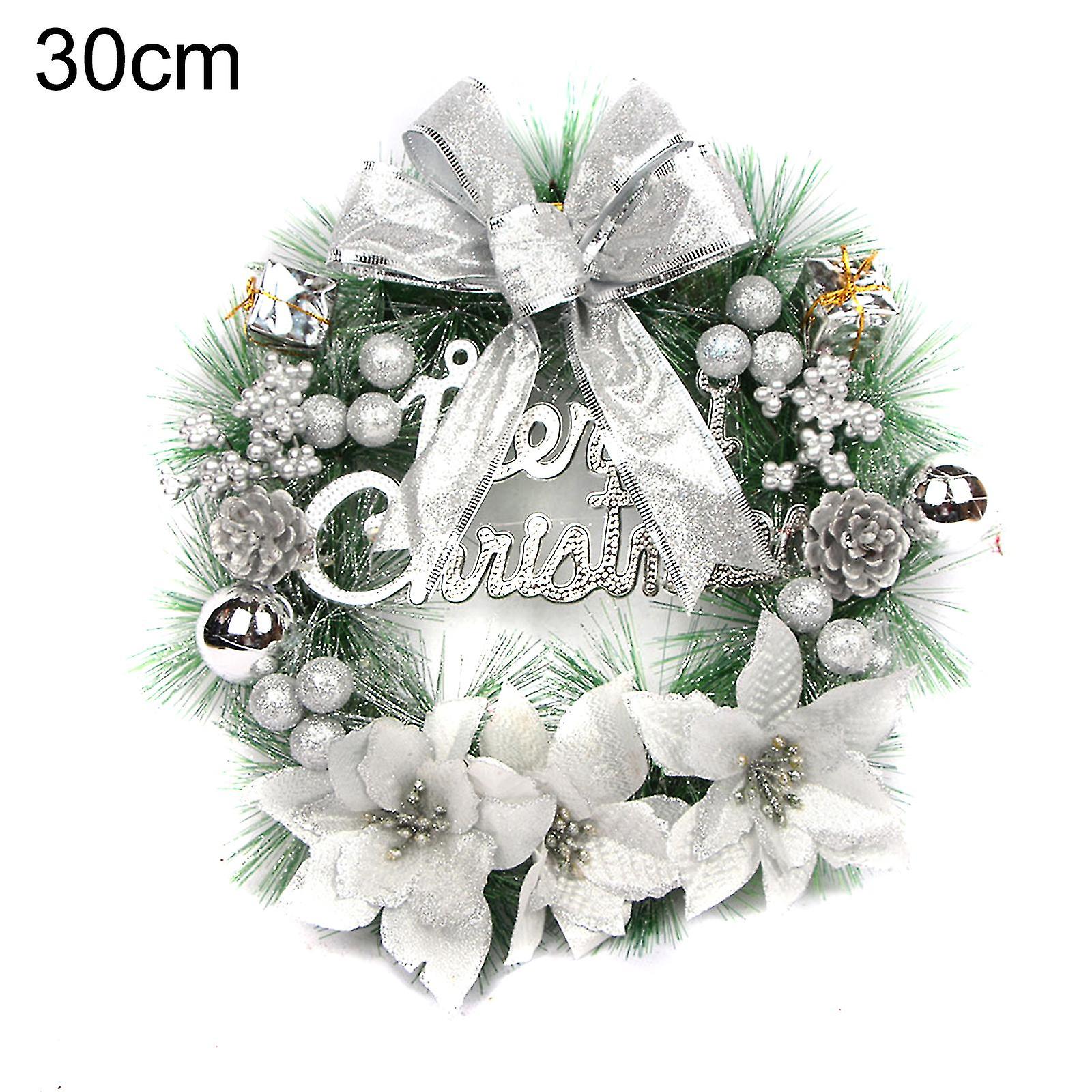 Christmas Handmade Wreaths Artificial Garland With Bells Bowknot Xmas Front Door Wall Decoration @bugu