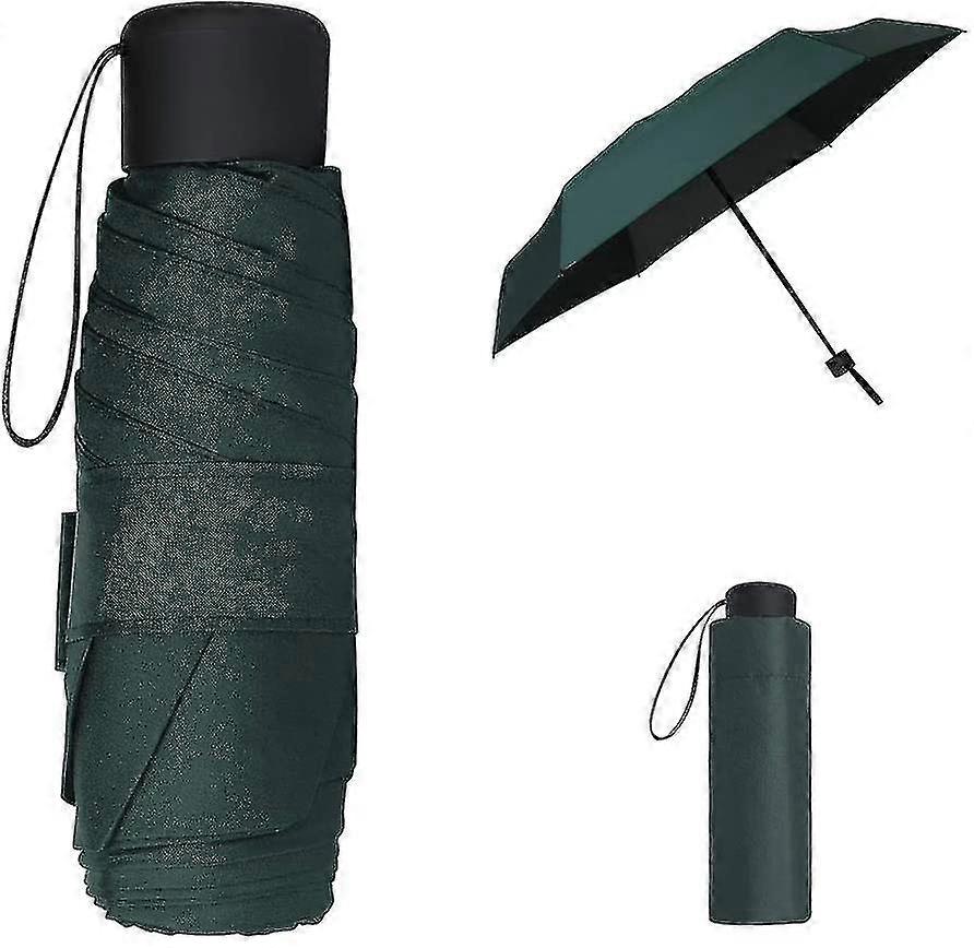 Mini Travel Umbrella. Black Compact Folding Umbrella. Small Light-weight