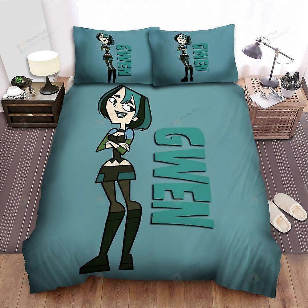 v3368 Lençóis Total Drama Gwen Personagem Introdução Capa de Edredão Conjunto Macio Cama Colcha Lençóis IU3368