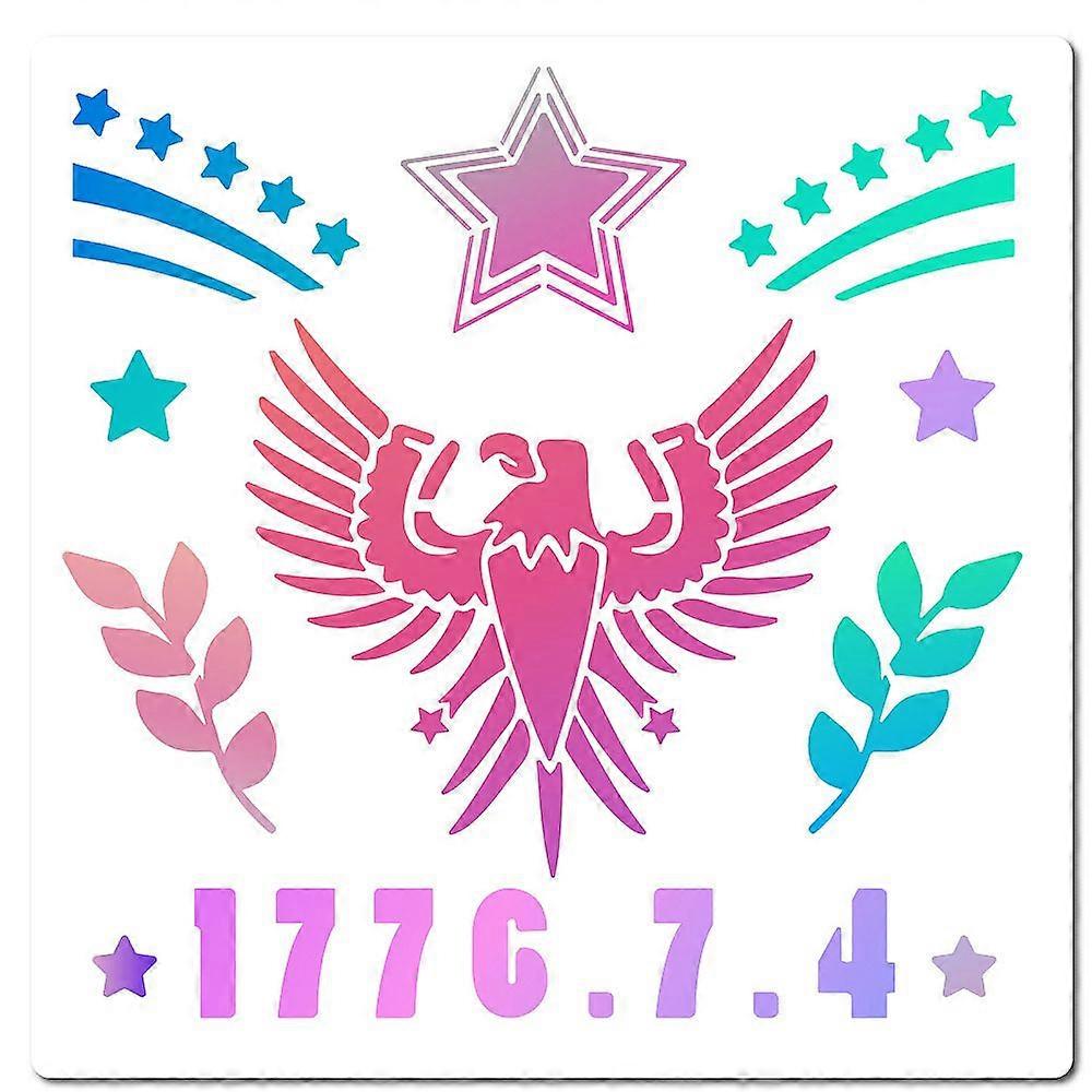 Independence Day PET Plastic Hollow Out Drawing Painting Stencils Templates Square Eagle Pattern 300x300mm