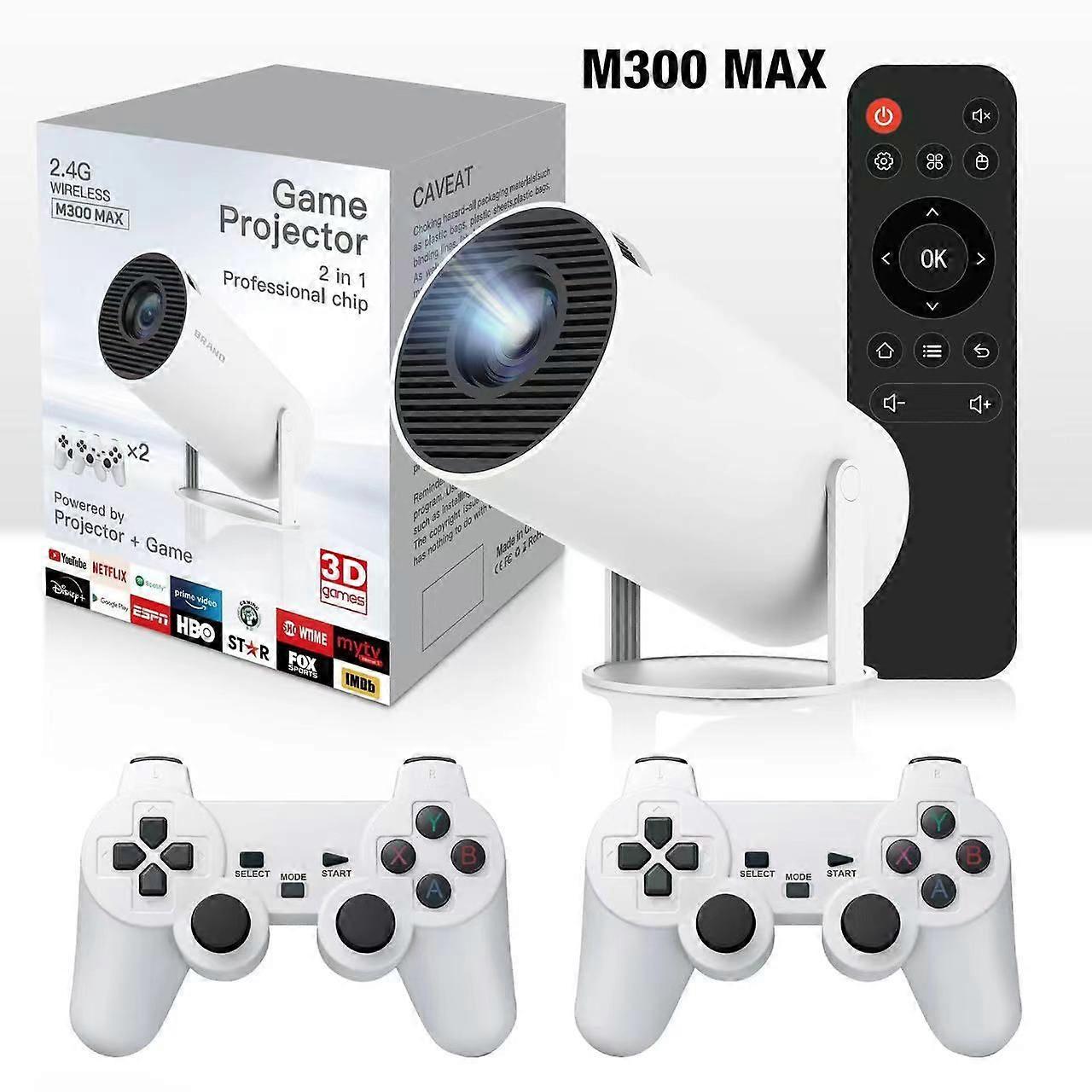 2.4G Wireless 4k Smart Movie Projector Games Combo Video Games with 2 Wireless Game Controller