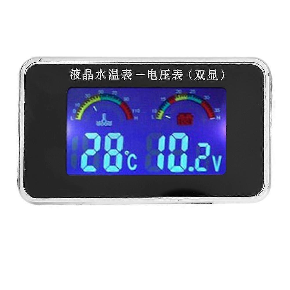 2 stk 12v / 24v / 36v bil lcd-skjerm voltmeter 10mm vanntermometer sensor