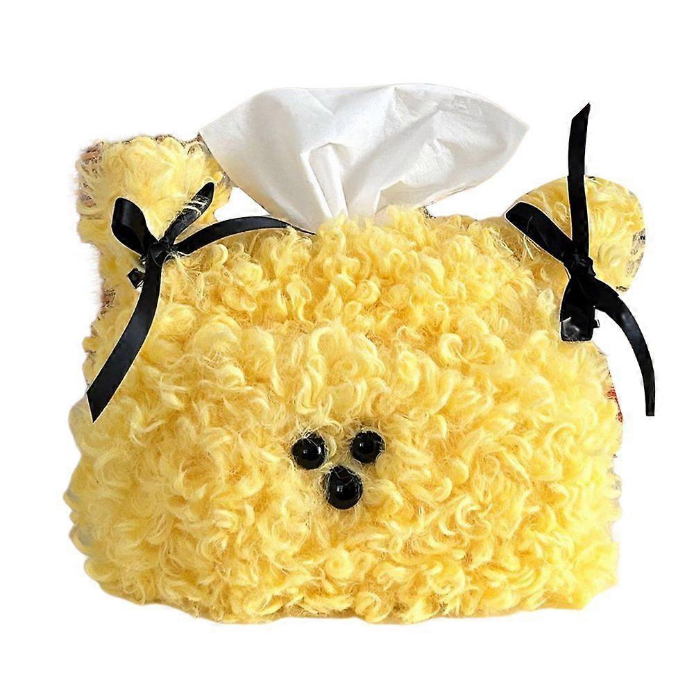 Tissue Holder Large Capacity Adorable Appearance Easy Replacement Nordic Style Plush Cartoon Dog Shape Napkin Box