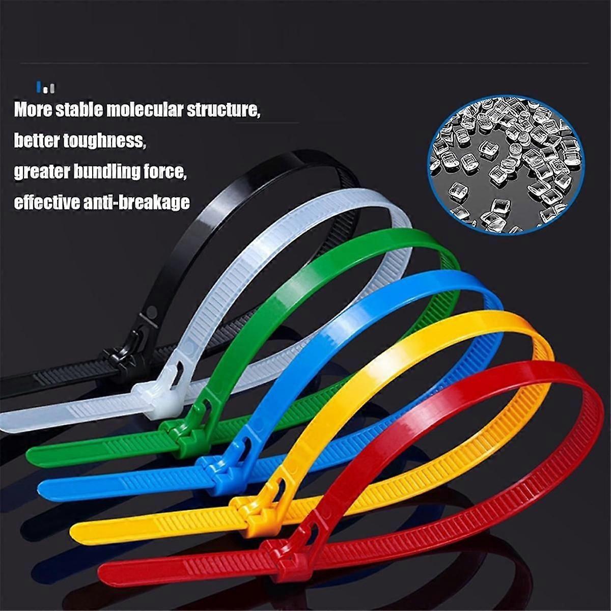 200PCS Buckle Self-Locking Premium Nylon Cable Wire Ties,8 X 200mm Adjustable Reusable Nylon Strap