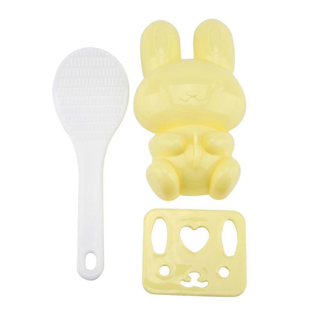 3stk Fødevarekvalitet PP Tegneserie Kanin Model Sushi Ris Skimmel DIY Håndværk Onigiri Make Tool (Gul