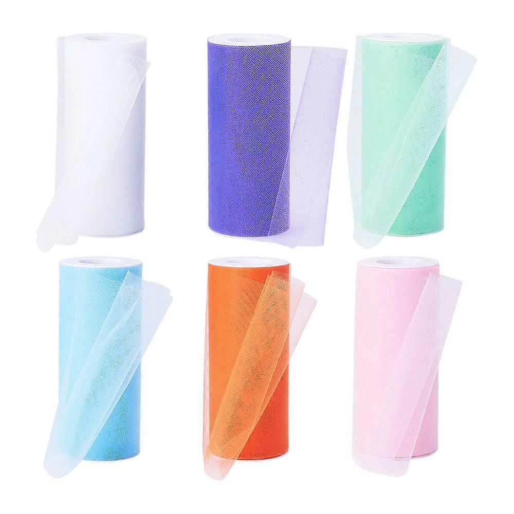 Deco Mesh Ribbons Tulle Fabric Tulle Roll Spool Fabric For Skirt Making Mixed Color 6 inch(150mm) 25yards/roll(22.86m/roll) 6roll/set
