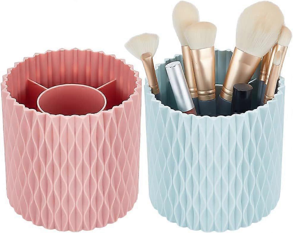 2 Colors Makeup Brush Holder Organizer 360 Rotating Multi Functional Pen Holder Small for Desk Purpose Stationary Storage Lipsticks Comb Beauty Tool i