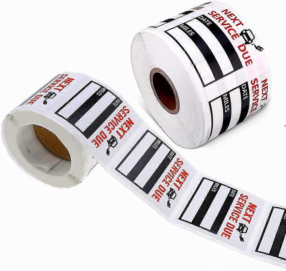 Oil Change Stickers 300 Pcs 2x2" Service Black Stickers, Next Service Due Reminder Sticker Roll, Removable Vinyl Stickers In Roll With Perforation Lin
