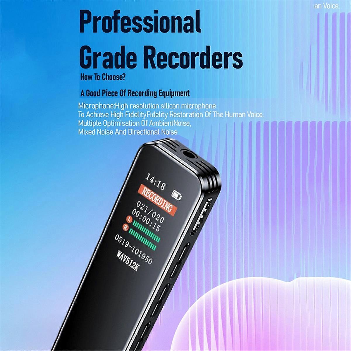 Digital Voice Recorder Pen Portable MP3 Player Audio Recorder With 512Kbps Recording Work Interviews