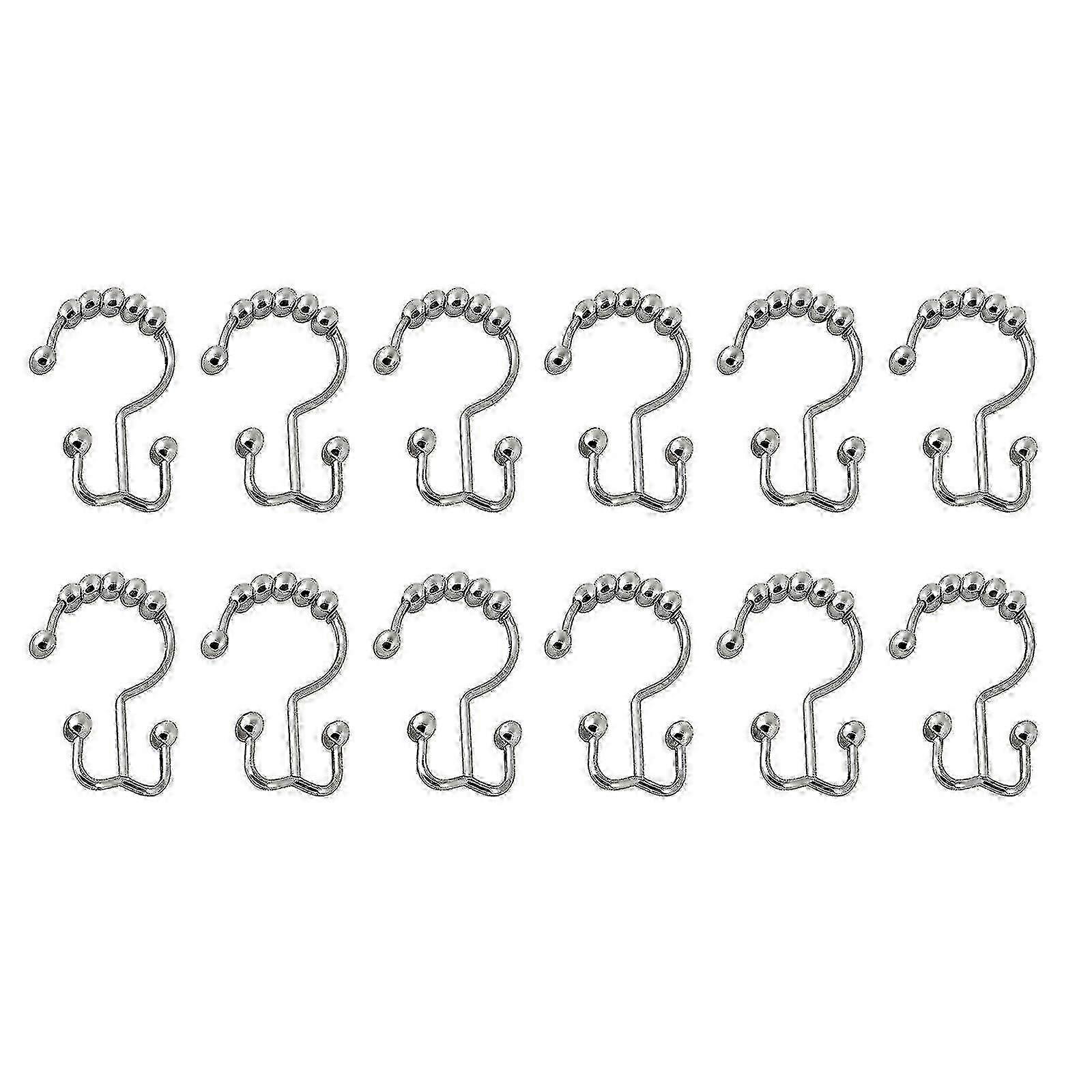 12 Pcs Dual Rust-resistant Shower Hooks Rustproof Glide Shower Curtain Rings