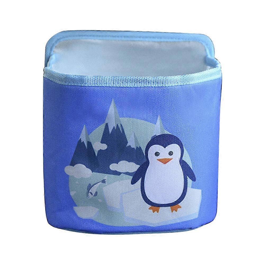 Car Portable Multi-functional Cartoon Hanging Garbage Can Storage Box (Light Blue)