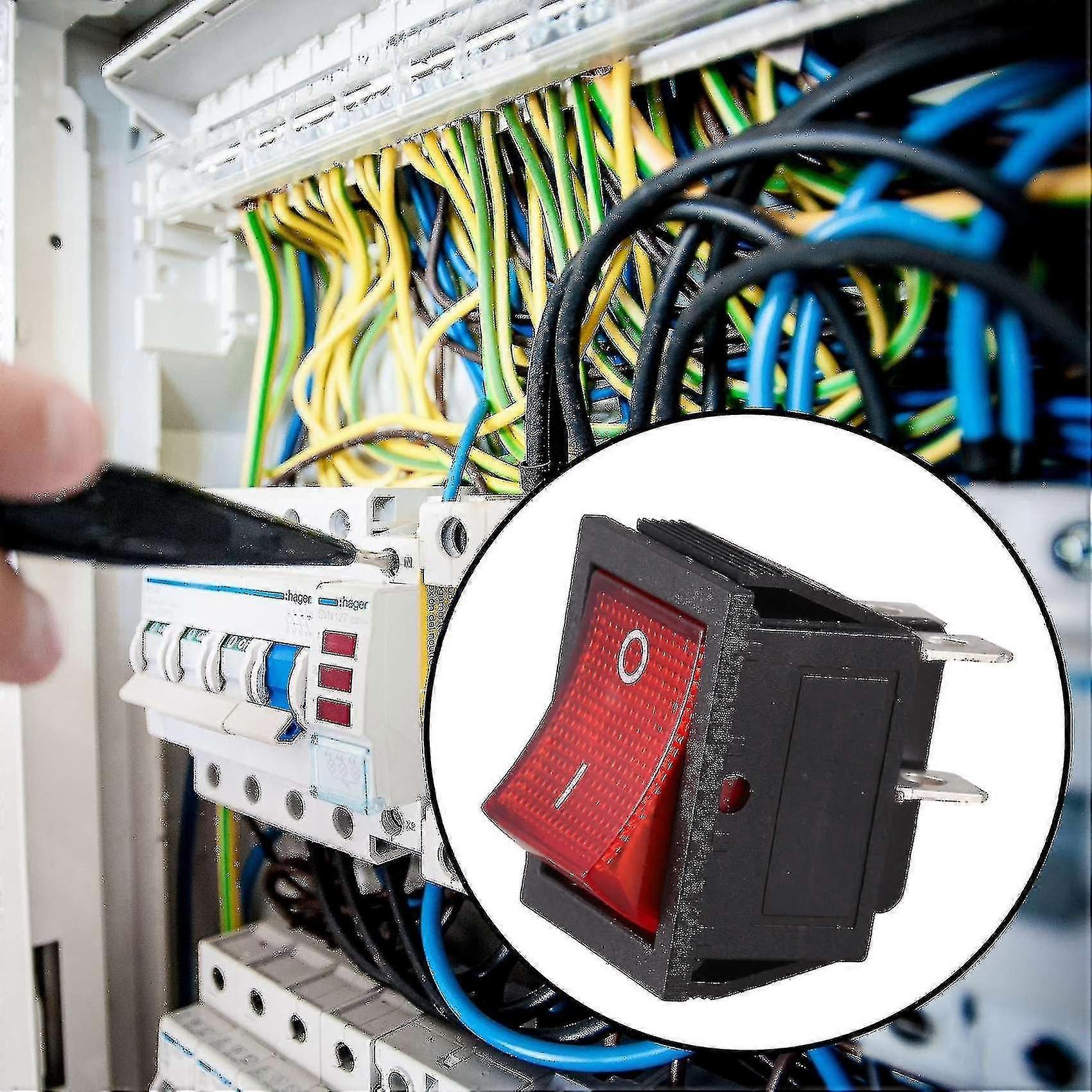 Red Light 4 Pin DPST ON/Off Snap-In Rocker Switch – 16A/250V 20A/125V AC – Black – CBLSF – Indicator Light
