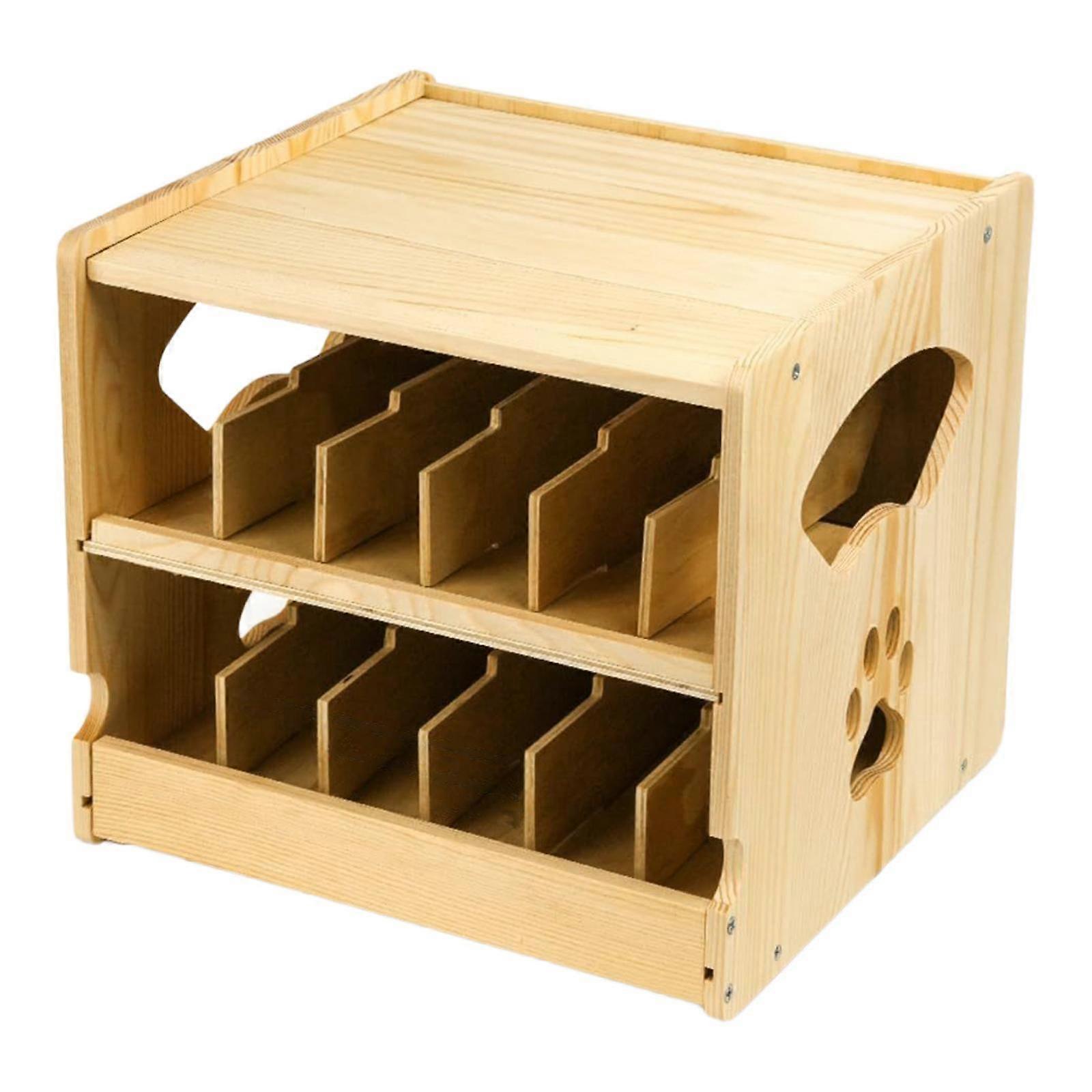 Cat Food Organizer Double Layer Save Space Non Slip Detachable Cat Food Can