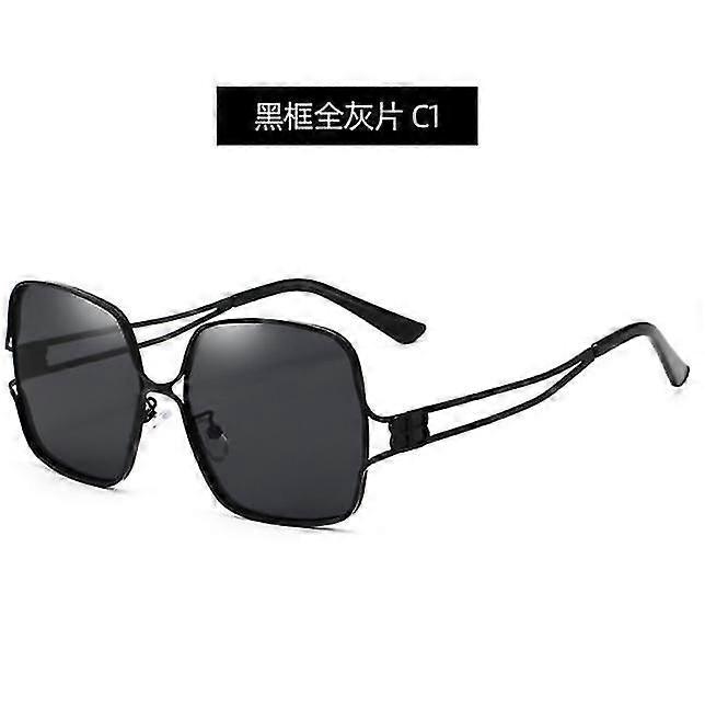 Women's Metal Large Frame Sunglasses Double B Temple Hollow Sunshade Sunglasses