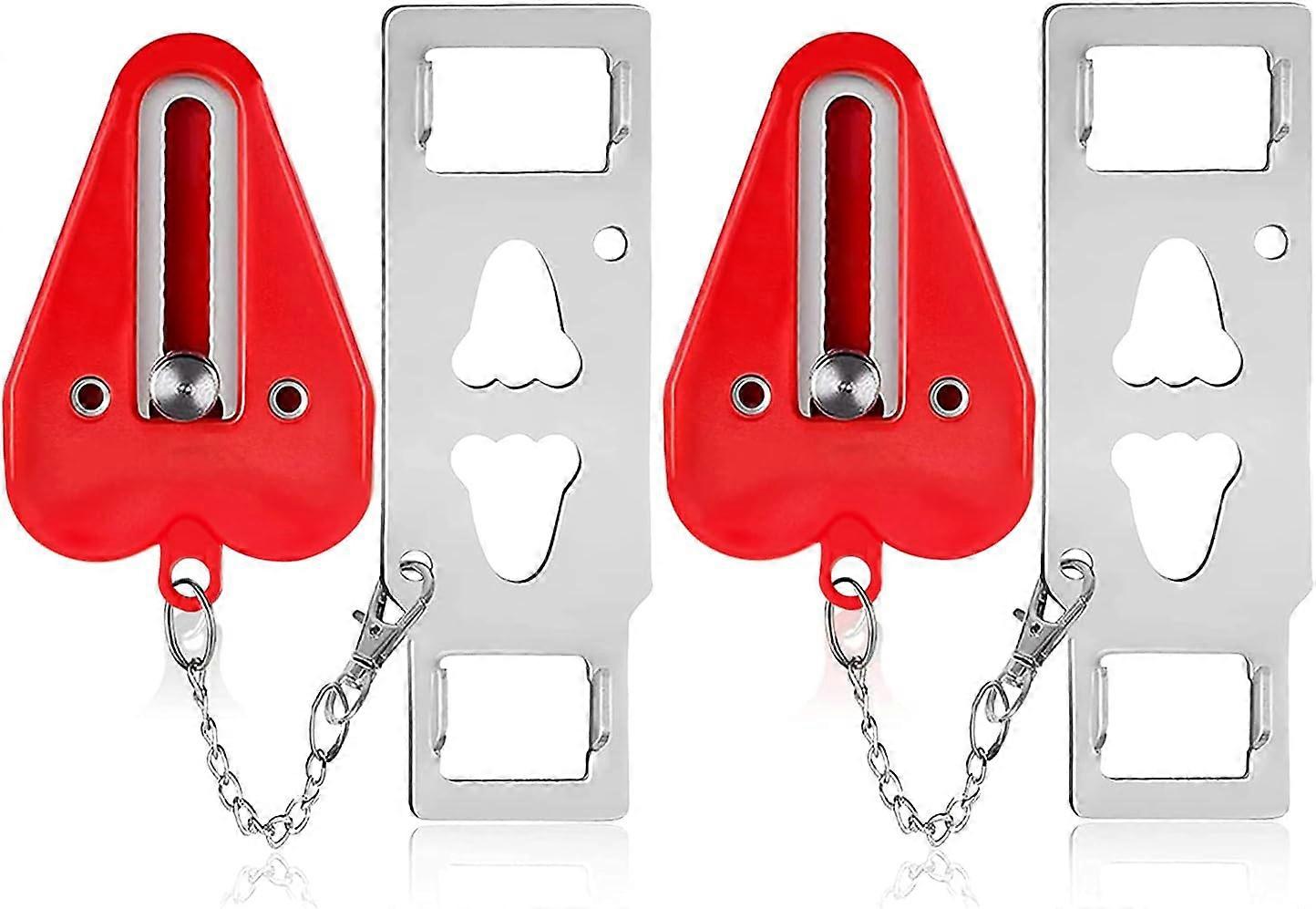 2pcs Portable Door Locks for Home Security, Adjustable Brass Locking Mechanism for Apartment and Travel Use