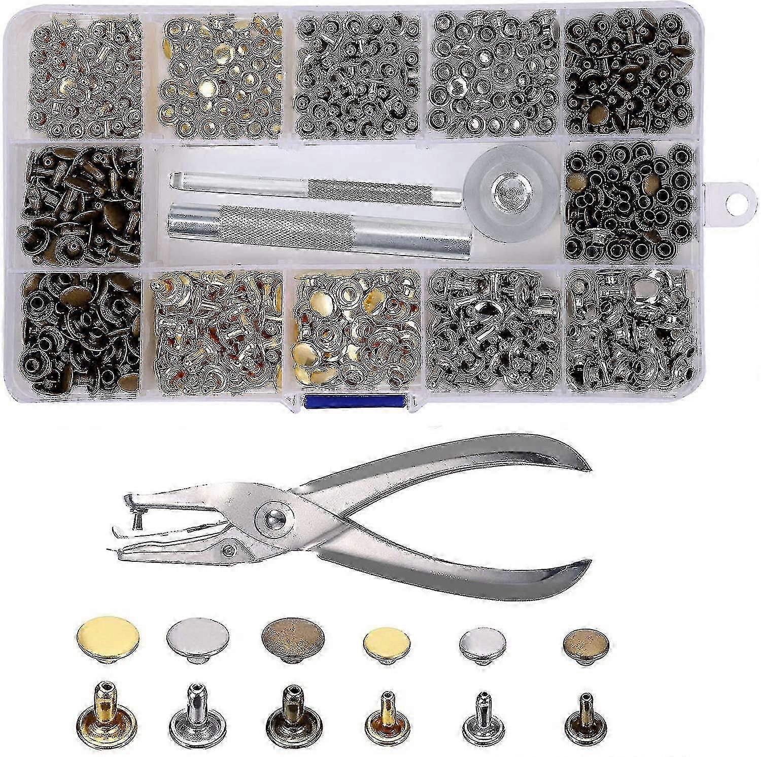 Rivetti in pelle 240 Set 2 Taglie Doppia Rivetto Tubolare Borchie in Metallo A