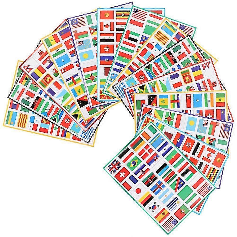 16 Sheets of World Flag Stickers Country Flag Stickers Sticky Flag Stickers Face Stickers