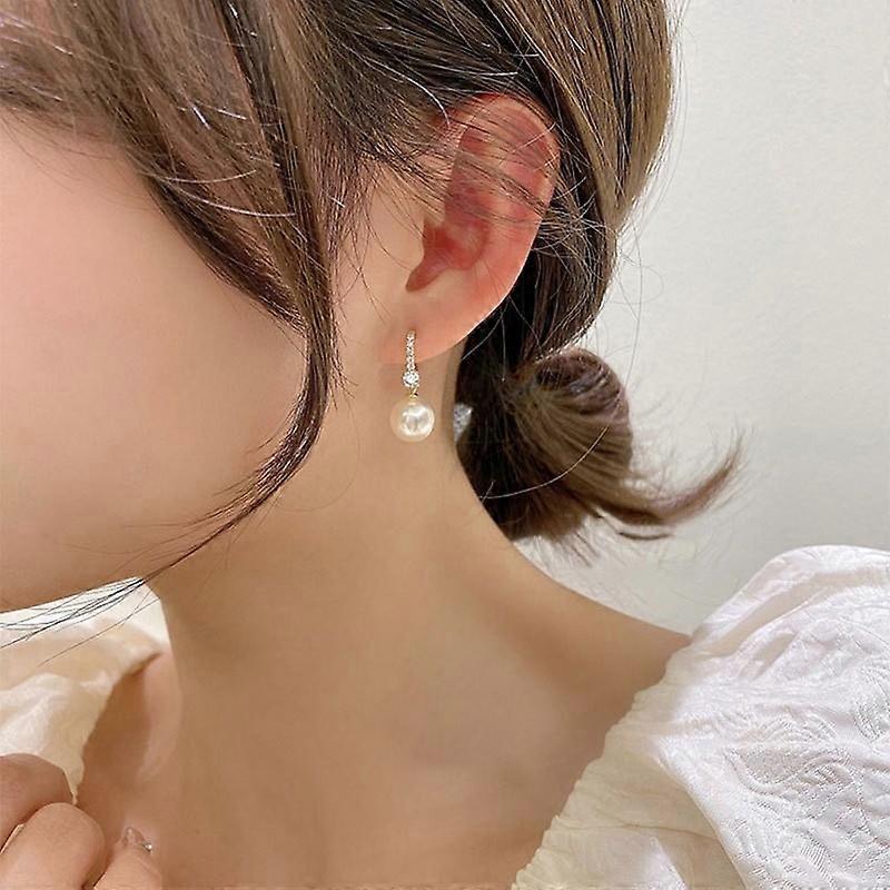 Shell Double Layer Earrings with Diamond Earrings, Color: EH1078