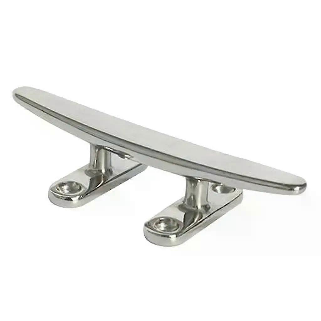 8 inch 200mm Boat Stainless Steel Cord Cleat Open Base Low Flat Polished