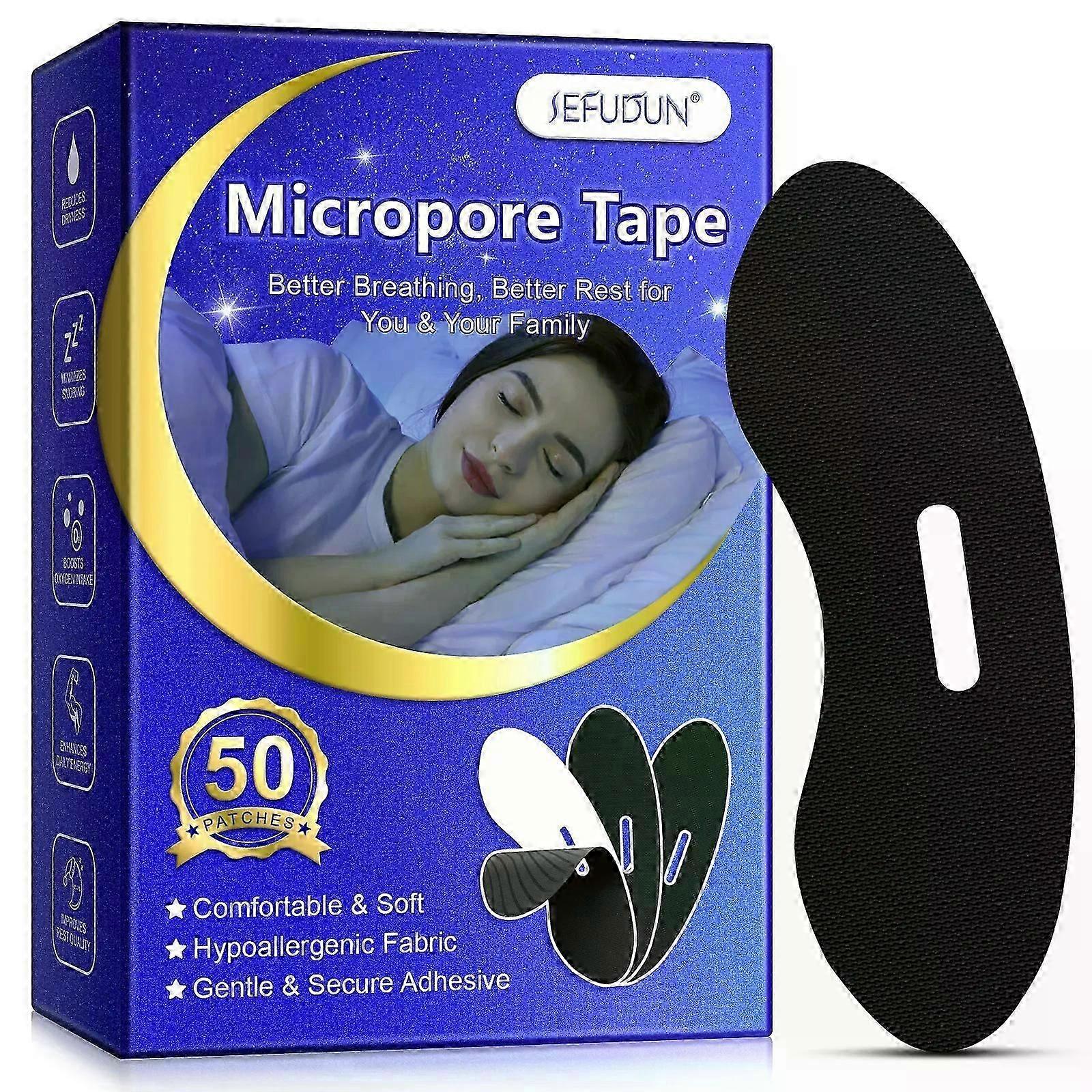 50 Pcs Micropore Mouth Tape for Women and Men Sleeping, Snoring and Breathing with Mouth, Pain Free Solution, Hypoallergenic, Skin-Friendly