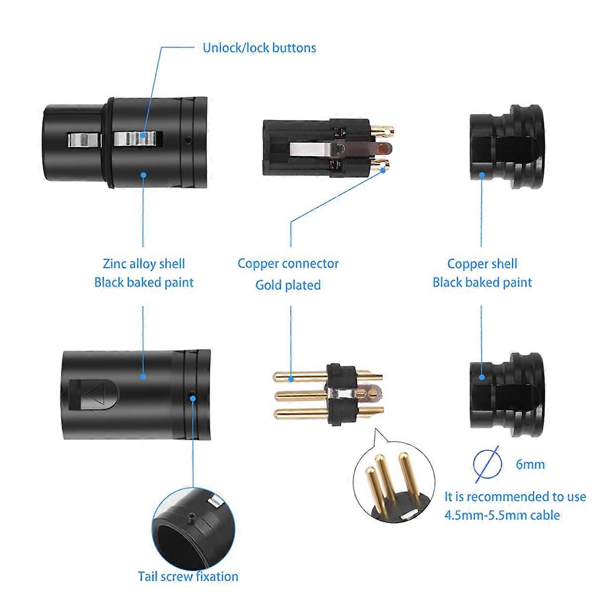 Male & Female Compact XLR Microphone Solder Adapter Adjustable 90 Right Angle 3Pin XLR Solder Connector 3 PIN XLR Ends