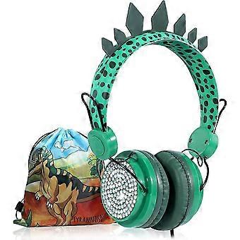 2025 New Boys Wired Dinosaur Headset With Microphone 3.5Mm Jack And Adjustable Headband And Tangle-Free Cord, Green
