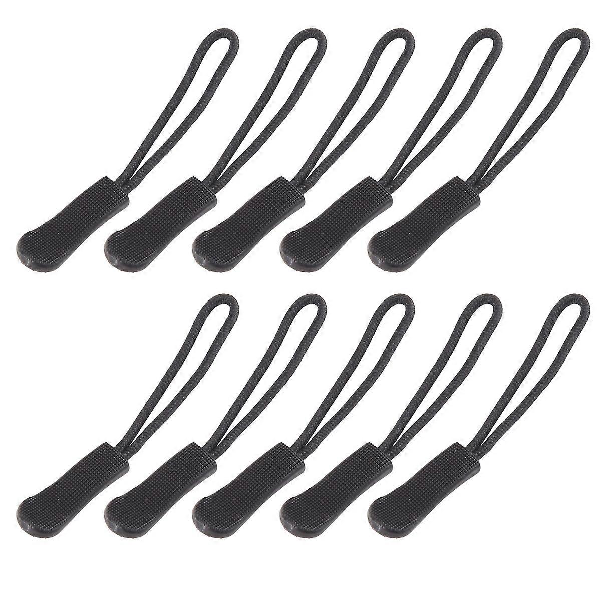 10 Anti-slip zipper puller, zipper, zipper extension trailer, practical and robust for back pack, jacket, etc.- Black