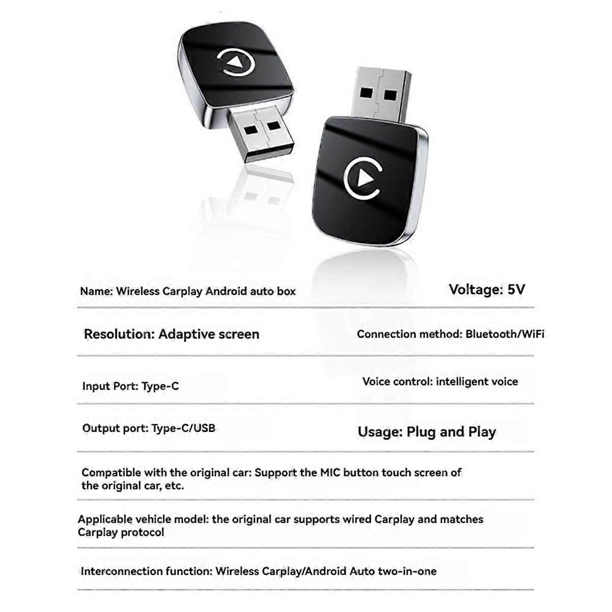 2 in 1 CarPlay Wired to Wireless CarPlay & Android Auto Adapter