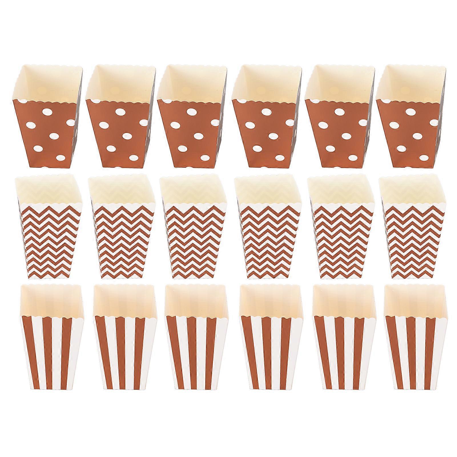 18pcs Popcorn Boxes Stripe Dots Wavy Pattern Safe Non‑Toxic Paper Container for Party
