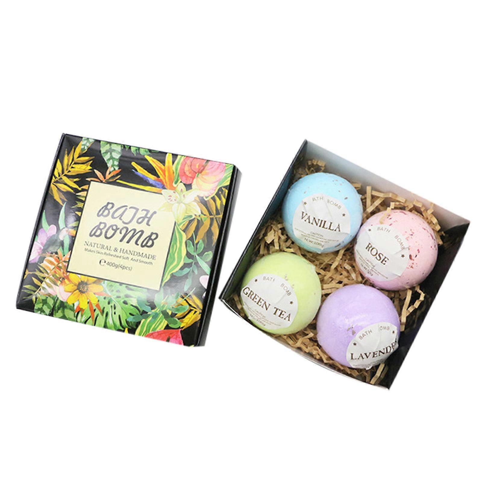 4 Von Bath Bath Geschenkbox Getrocknete Blume Öl Bubbl