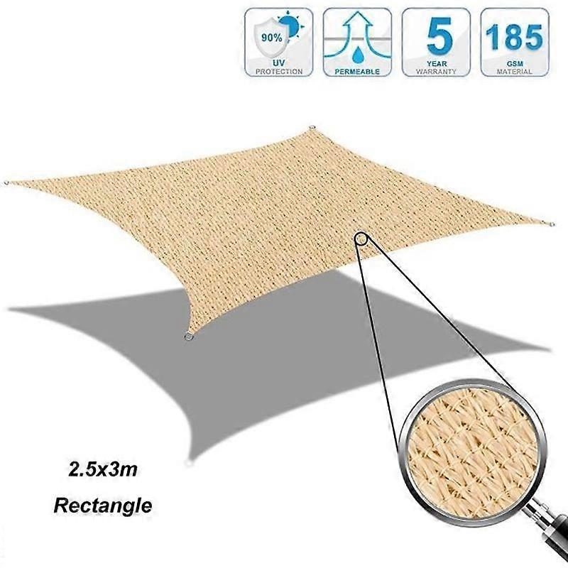 COOL AREA Shade Sail - Rectangular 25x3m - UV Protection - Breathable and Durable - Sand
