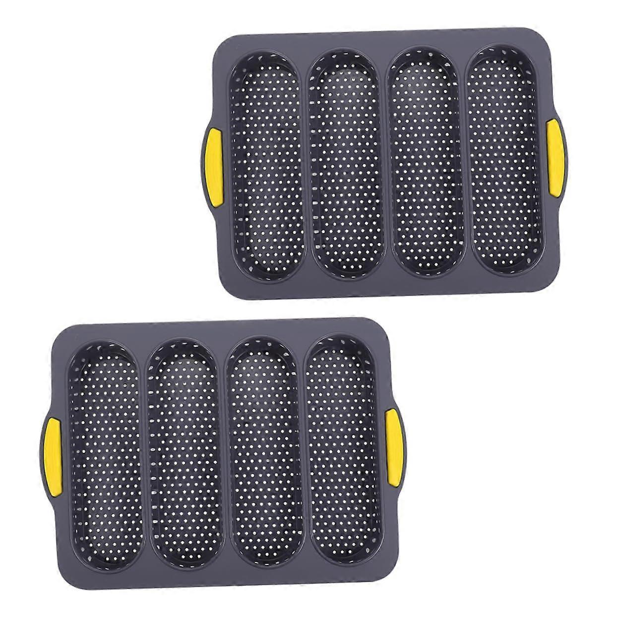4 Slice Non-Stick Silicone Bread Molds for French Bread Baking, Flexible Easy to Demold, BPA-Free, Oven Safe