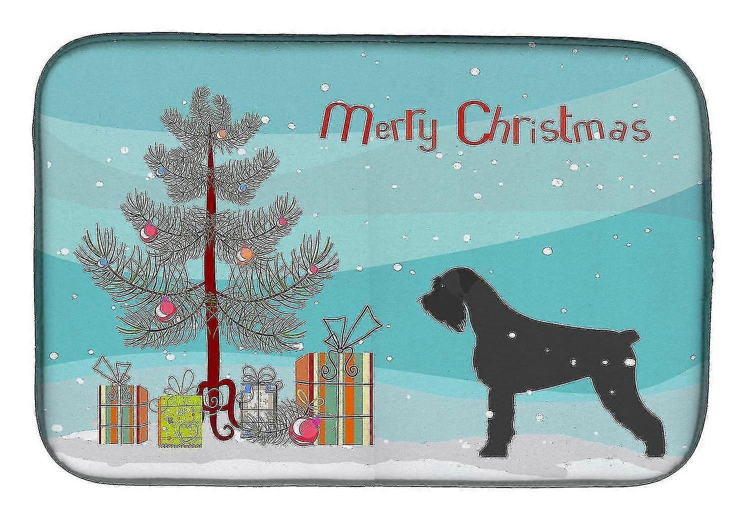 giant Schnauzer Merry Christmas Tree Dish Drying Mat
