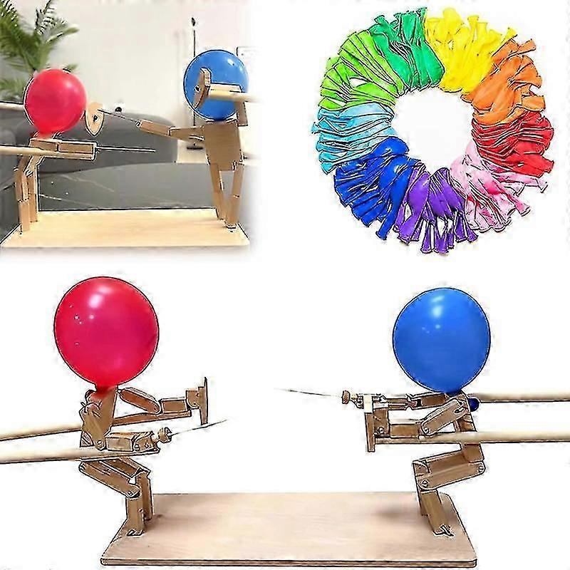 60 Globo Hombre Bambú Juego De Robot De Madera Dos Globos Rápidos Battl