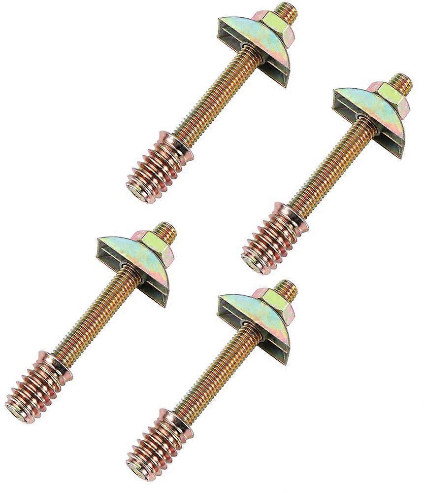 Connector 4-Piece 80mm Panel Furniture Fasteners For Wardrobe, Table, And Bed - Bolts, Nuts, Threaded Half Moon Washers