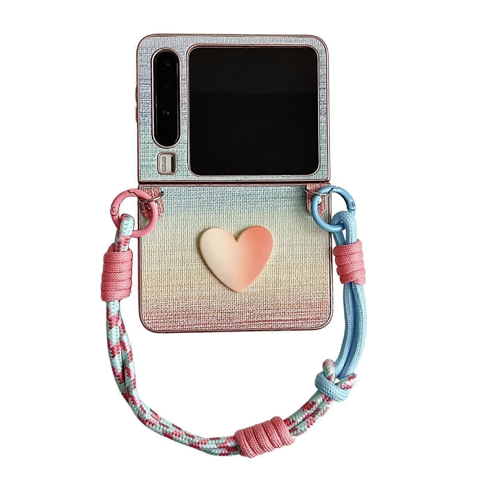 Illusory Color Leather Texture PC Phone Case with Color Strap