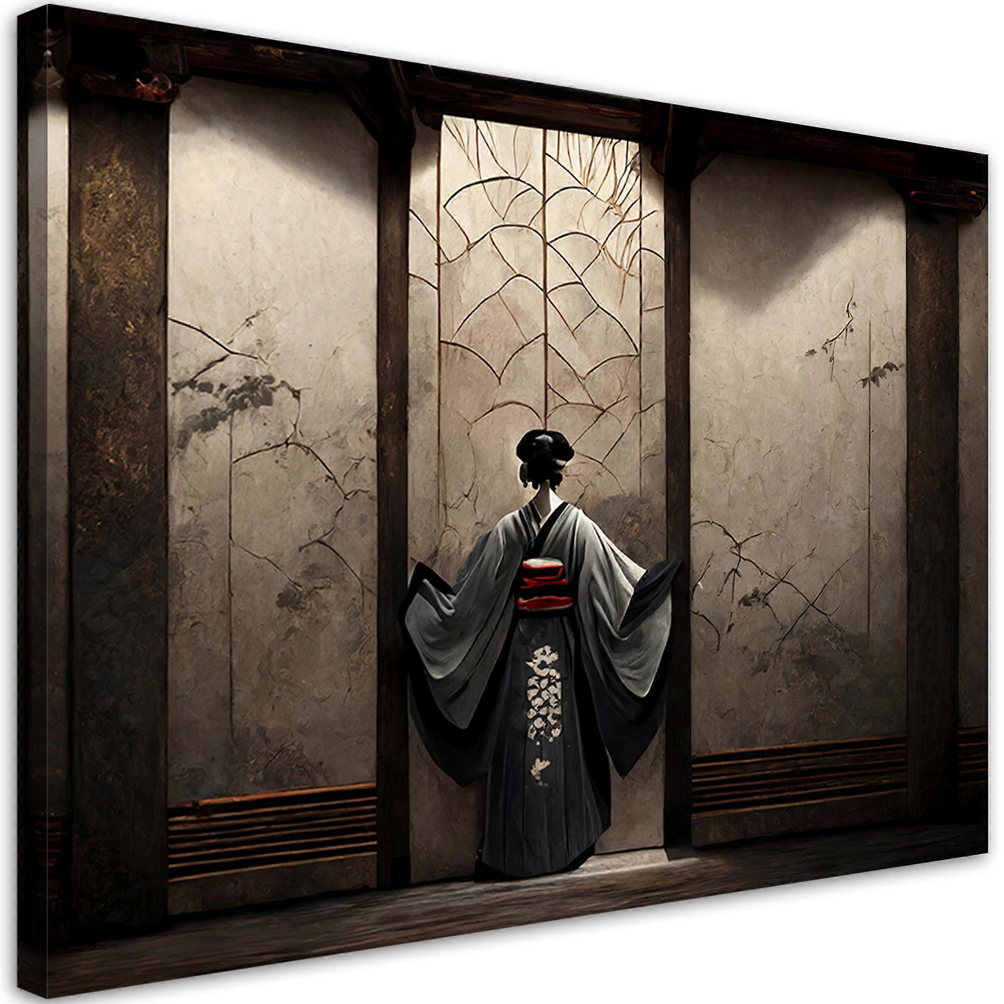 Lienzo, Geisha japonesa - 90x60