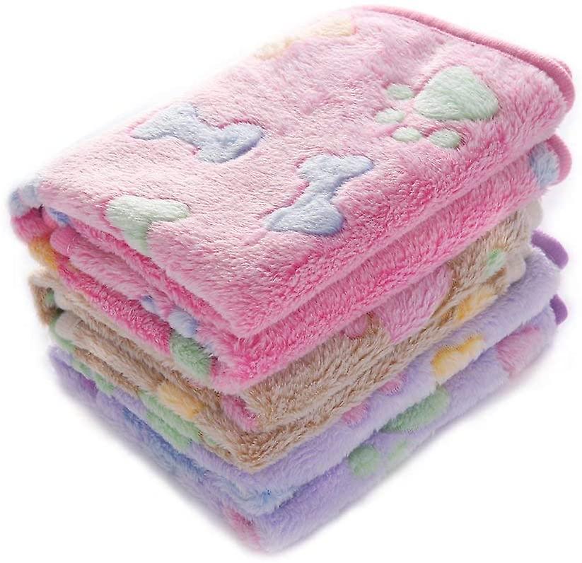 Ultra-Soft Plush Dog/Cat Blanket 3 Piece Bone Medium (76 * 52cm)