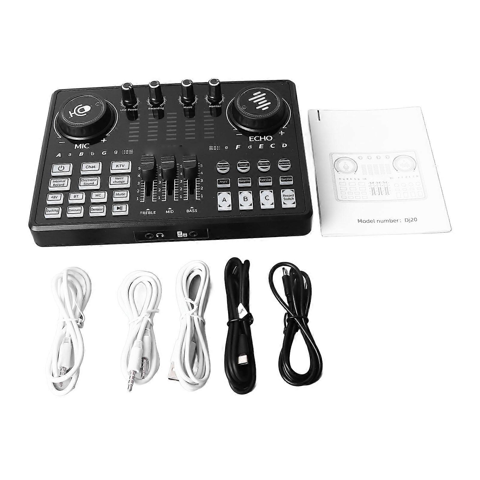 Sound Mixer 48V Large Diaphragm Live Sound Card Plug and Play Custom Recording Device