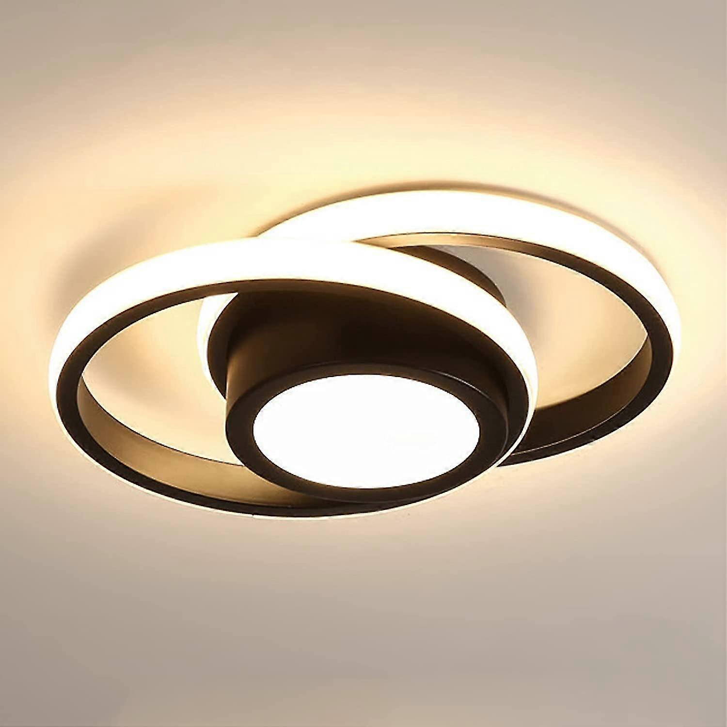 Modern Creative Ceiling Light Fixture Round Design Small Black Ceiling Lamp Shade,32w (warm Light)