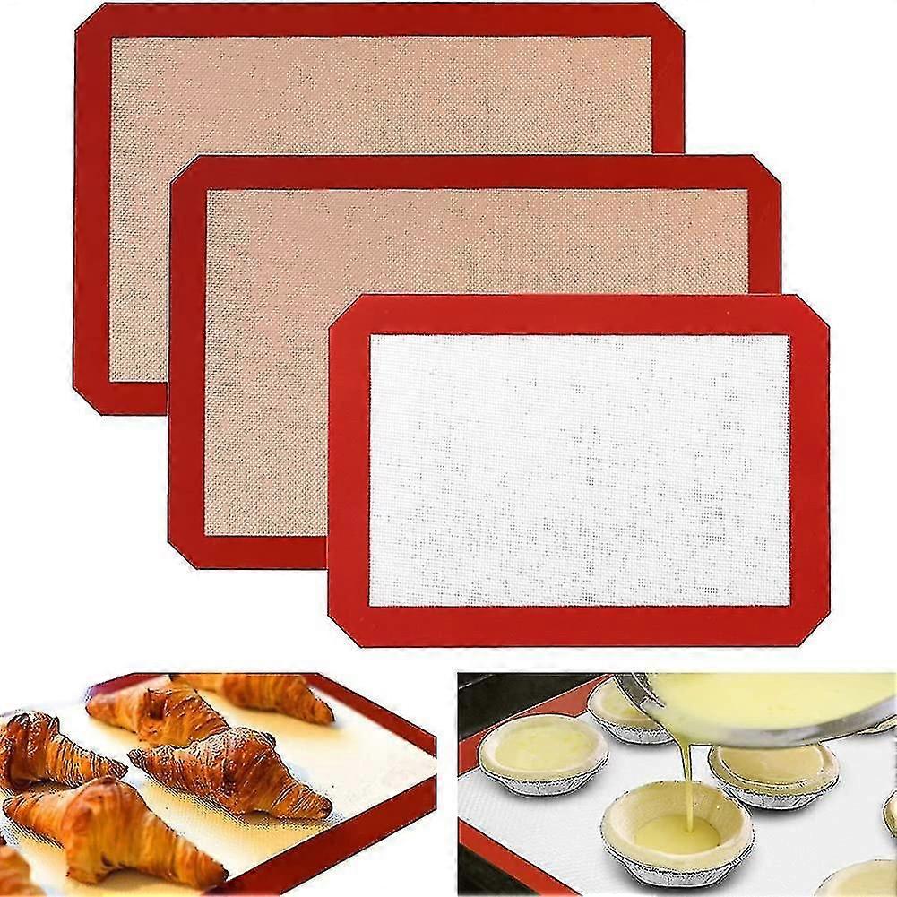Set Of 3 Silicone Baking Mats, Washable Non-stick Reusable Oven Mat, Baking