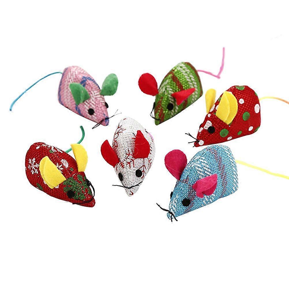 Cat Mouse Toy 6-Piece Fabric Interactive Set Random Colour