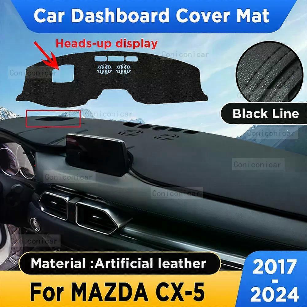 Painel do carro Sun Shade Cover Instrument Desk Antiderrapante Almofada de couro artificial compatível com MAZDA CX-5 2017-2024 Acessórios