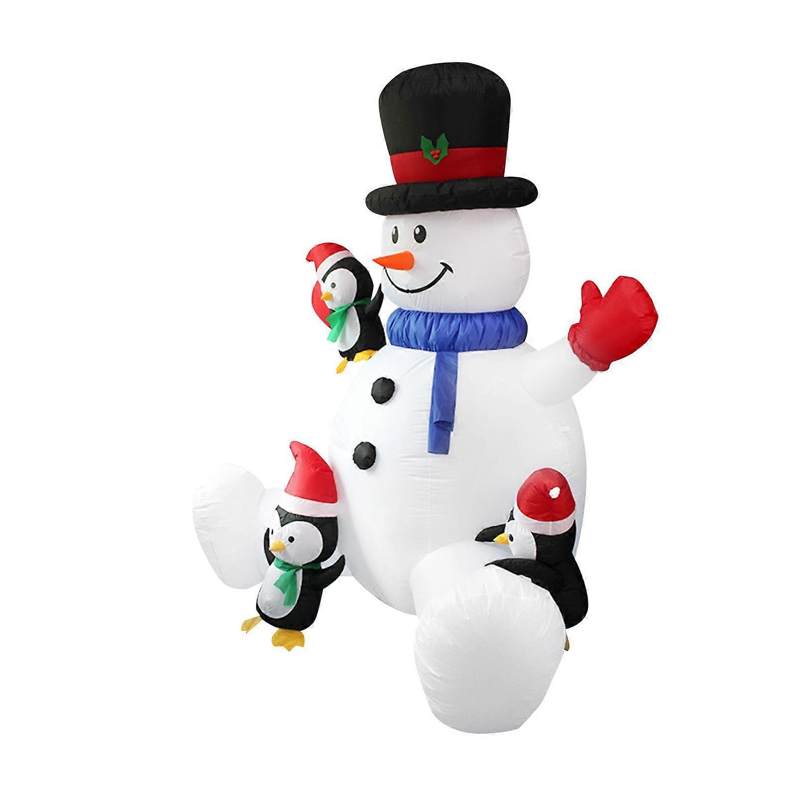 Christmas Inflatable Snowman with Penguins Decoration for Indoor Home Party