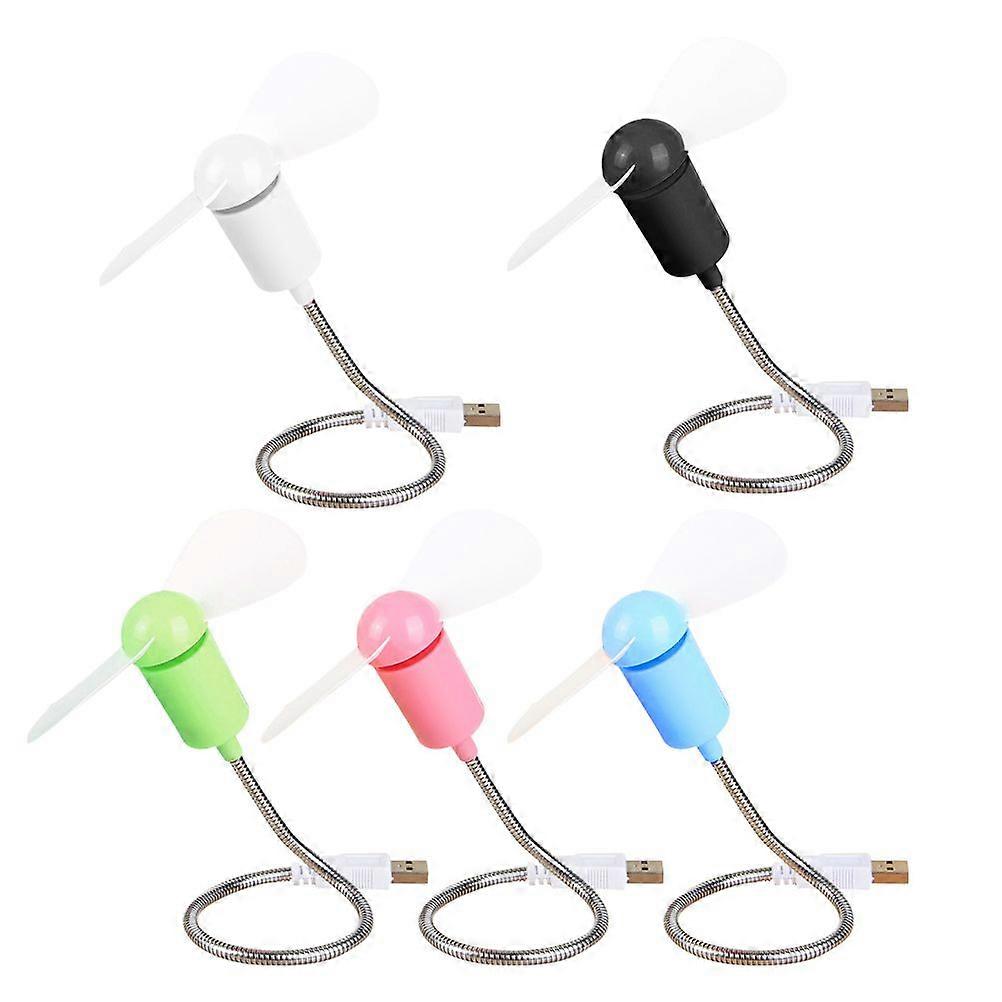 5pcs USB Small Fan Mini Flexional Air Fan Leaf Fan Cooling Fan for Notebook Computer (Random Color)