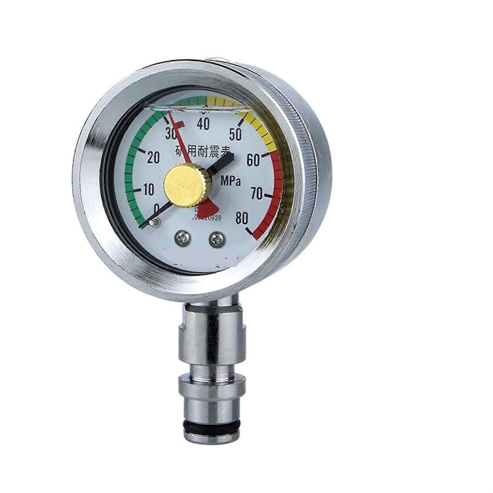air Pressure Gauge Manometer Mine Pressure Gauge 60mpa 80mpa DN10 or KJ10 Quick Plug Oil Filling Interface manoeter (Color : DN10, Size : 0 80Mpa)