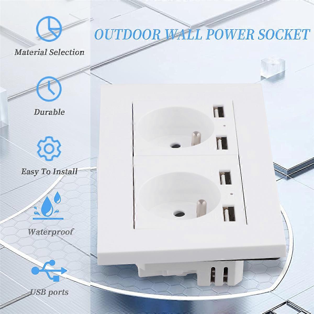 Electrical Double Outlet with 2USB for Home Garden France-Style