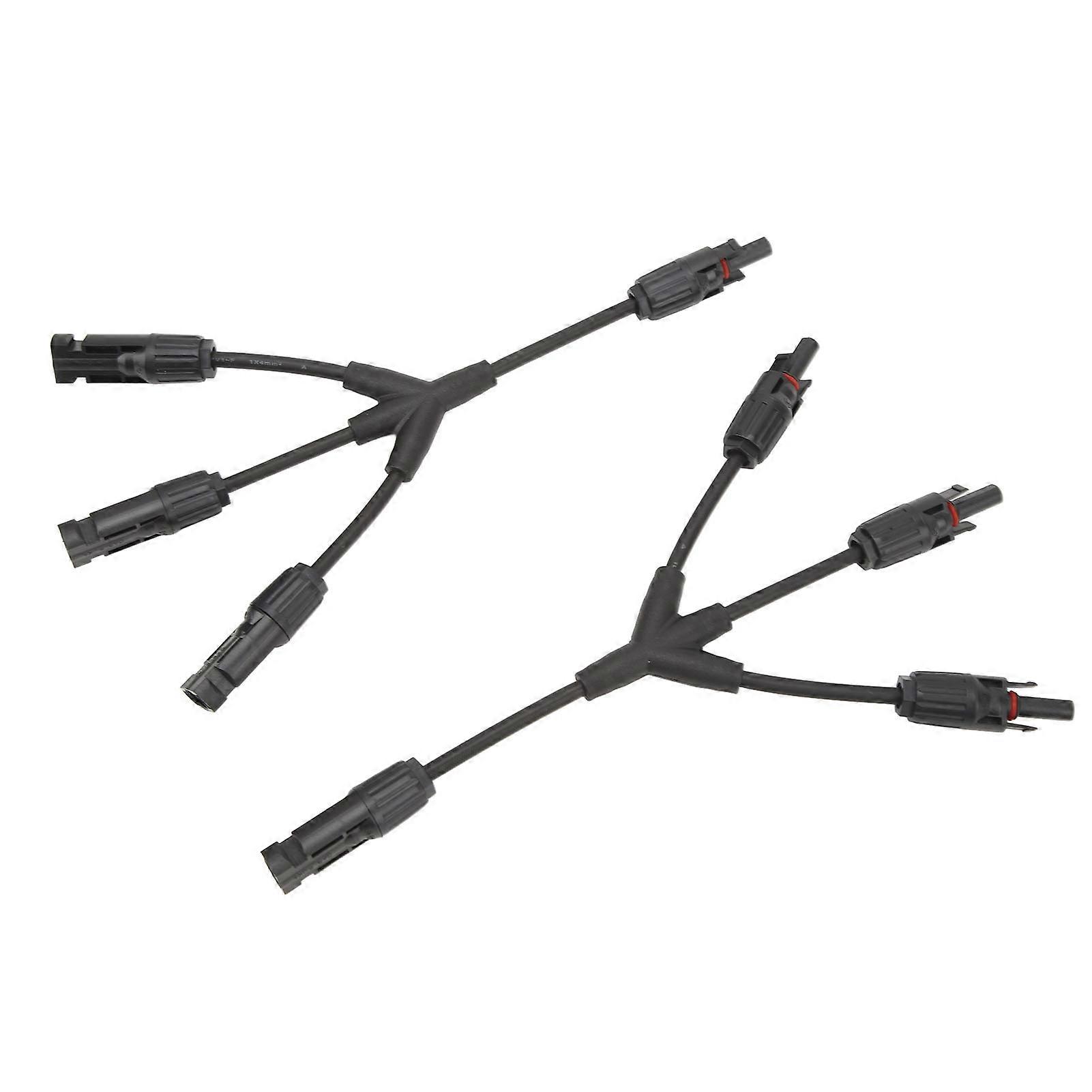 2 Pcs Solar Connectors 3 to 1 Y Branch Parallel Adapter Cable Wire Plug Tool Kit for Solar Panel