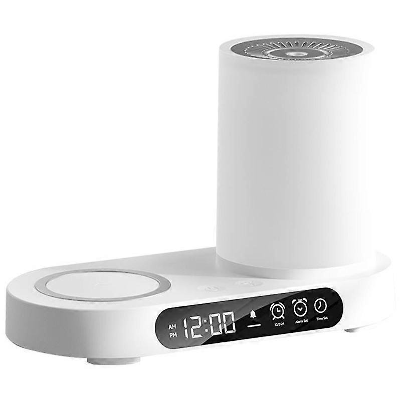 T32 Aroma Umidificatore d'aria Luce notturna Altoparlante compatibile con Bluetooth Orologio digitale Telefono Ricarica wireless