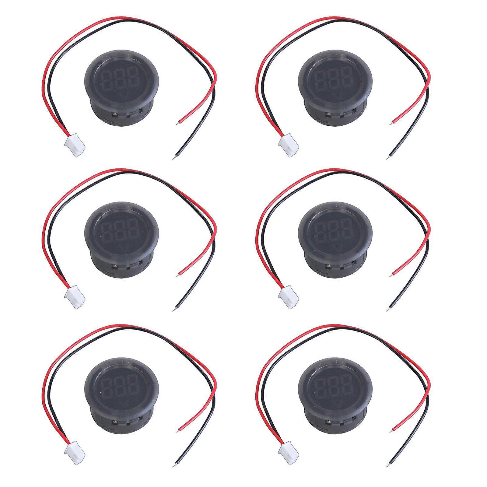 6Pieces DC4-100V 3-Digit LED Voltmeter With Reverse Polarity Protectiven Suitable For Automotive Industrial Applications